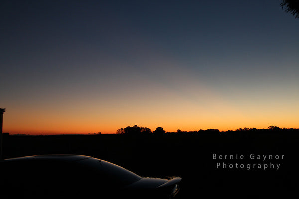 Nar Nar Goon sunset, with car